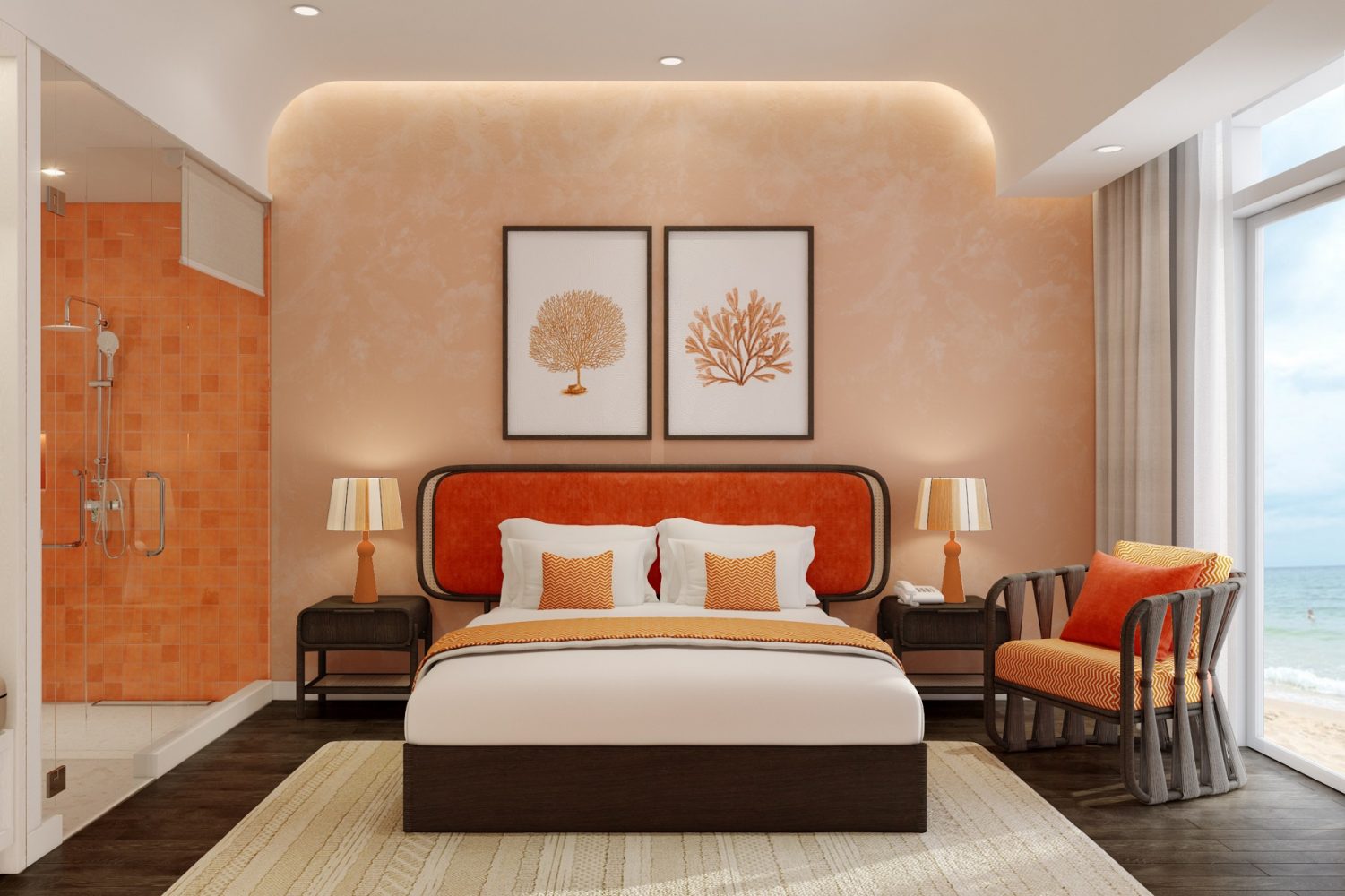 The Hill đem đến các dòng căn hộ như studio, dual key, 1-3 phòng ngủ… được bàn giao nội thất hoàn thiện theo phong cách Santorini. Ảnh phối cảnh.